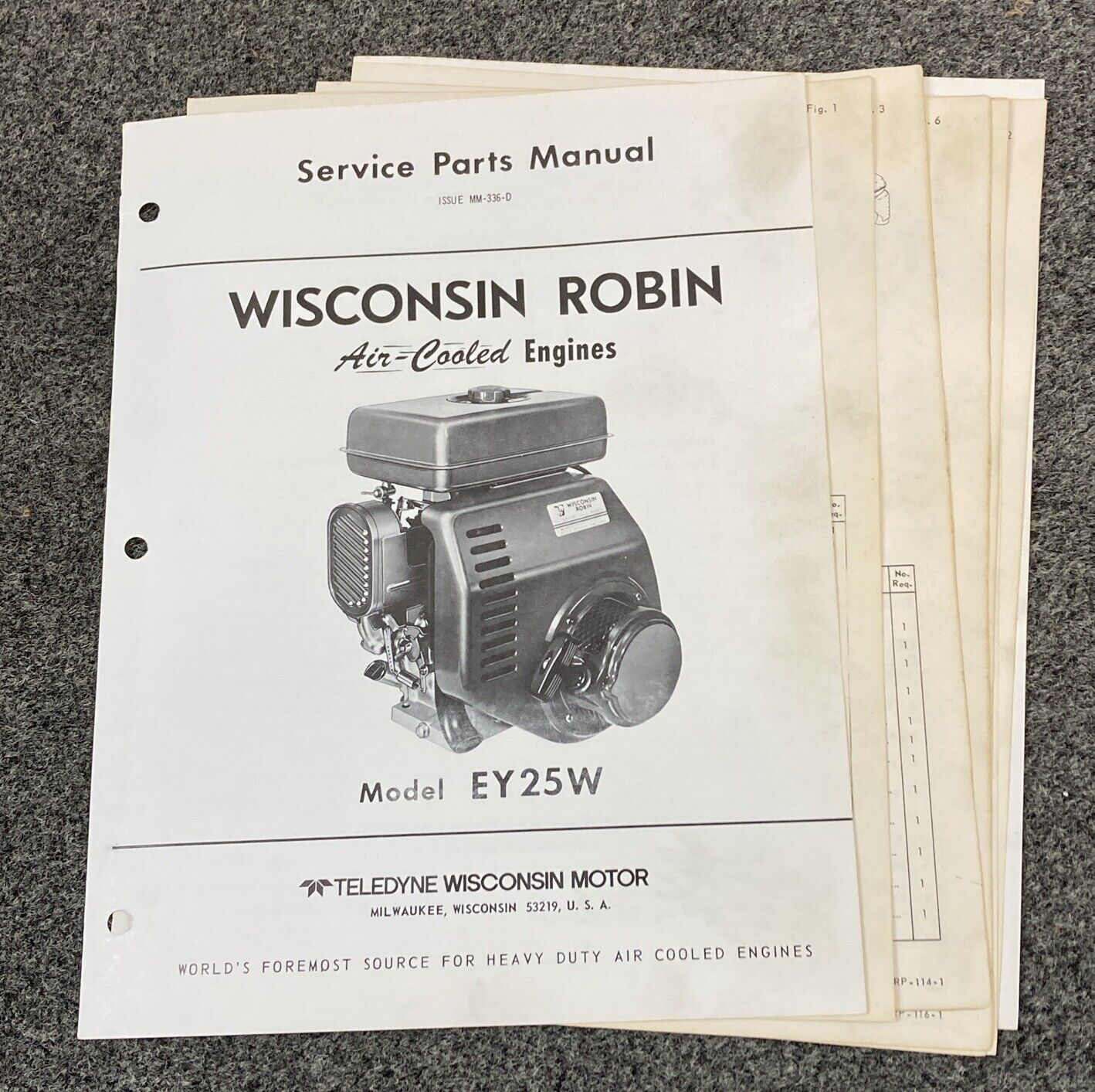 TELEDYNE WISCONSIN ROBIN EY25W LOOSE-LEAF SERVICE PARTS MANUAL