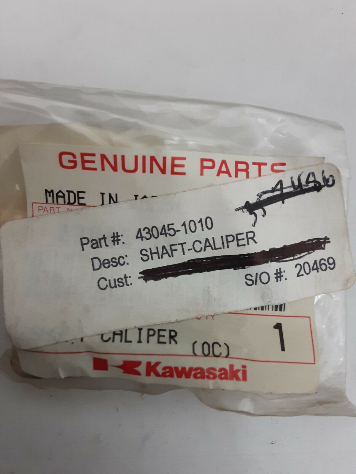 NEW GENUINE KAWASAKI 43045-1010 SHAFT-CALIPER Mojave KSF250 Tecate KXT250 KXF250