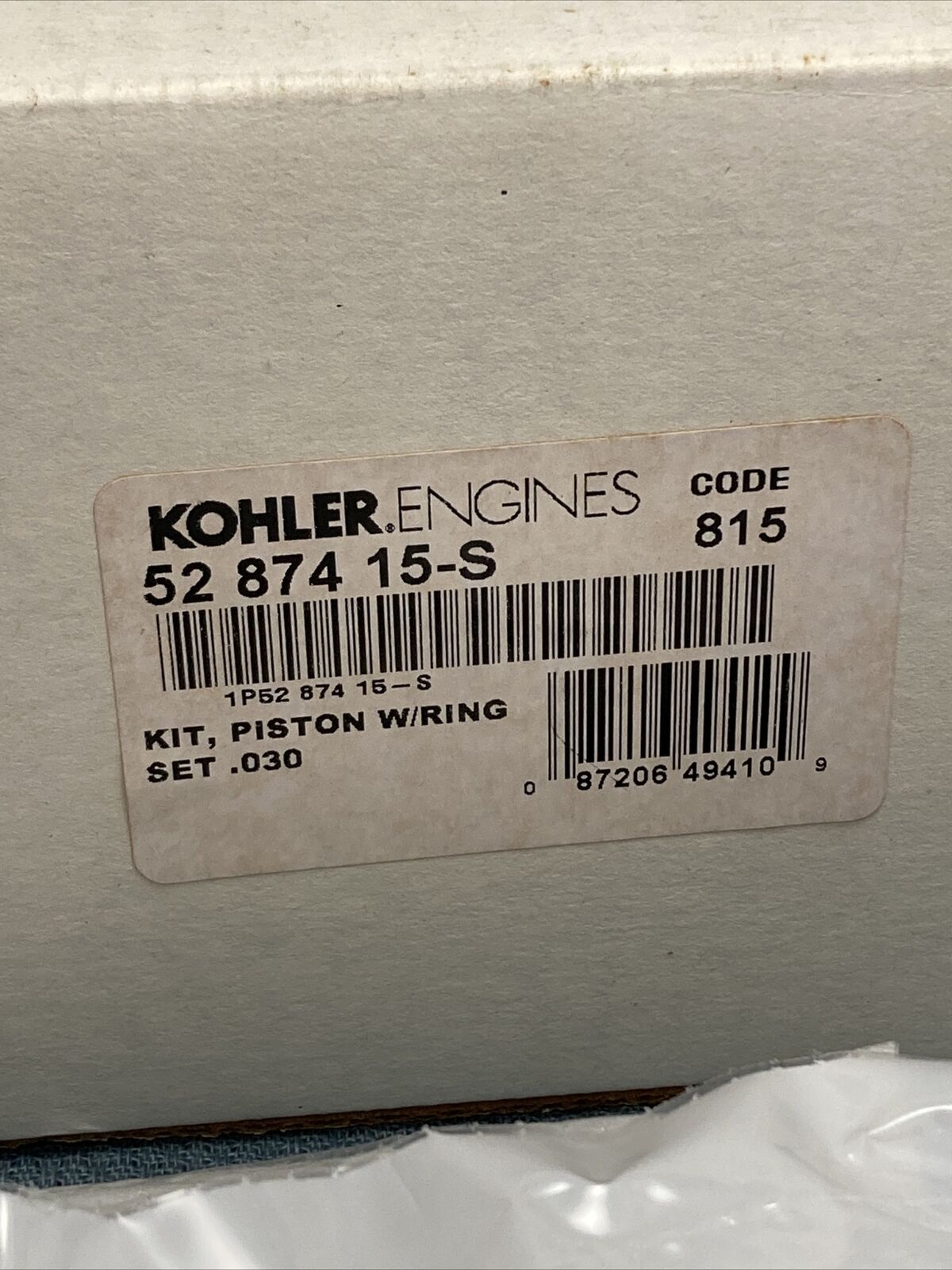 NEW GENUINE KOHLER 52 874 15-S PISTON KIT WITH RINGS