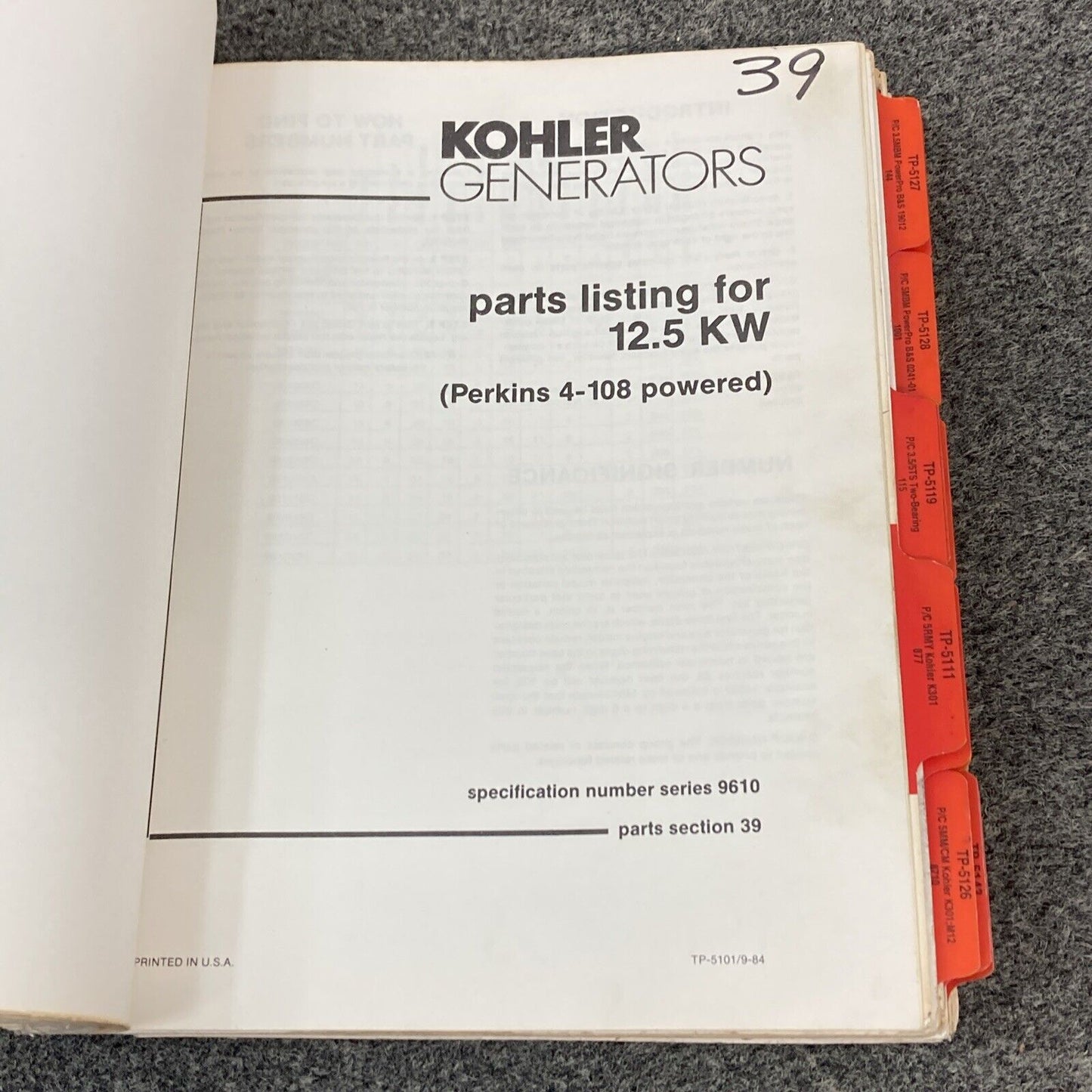 QTY 21 GENUINE KOHLER GENERATORS PARTS LISTING/CATALOG MANUALS