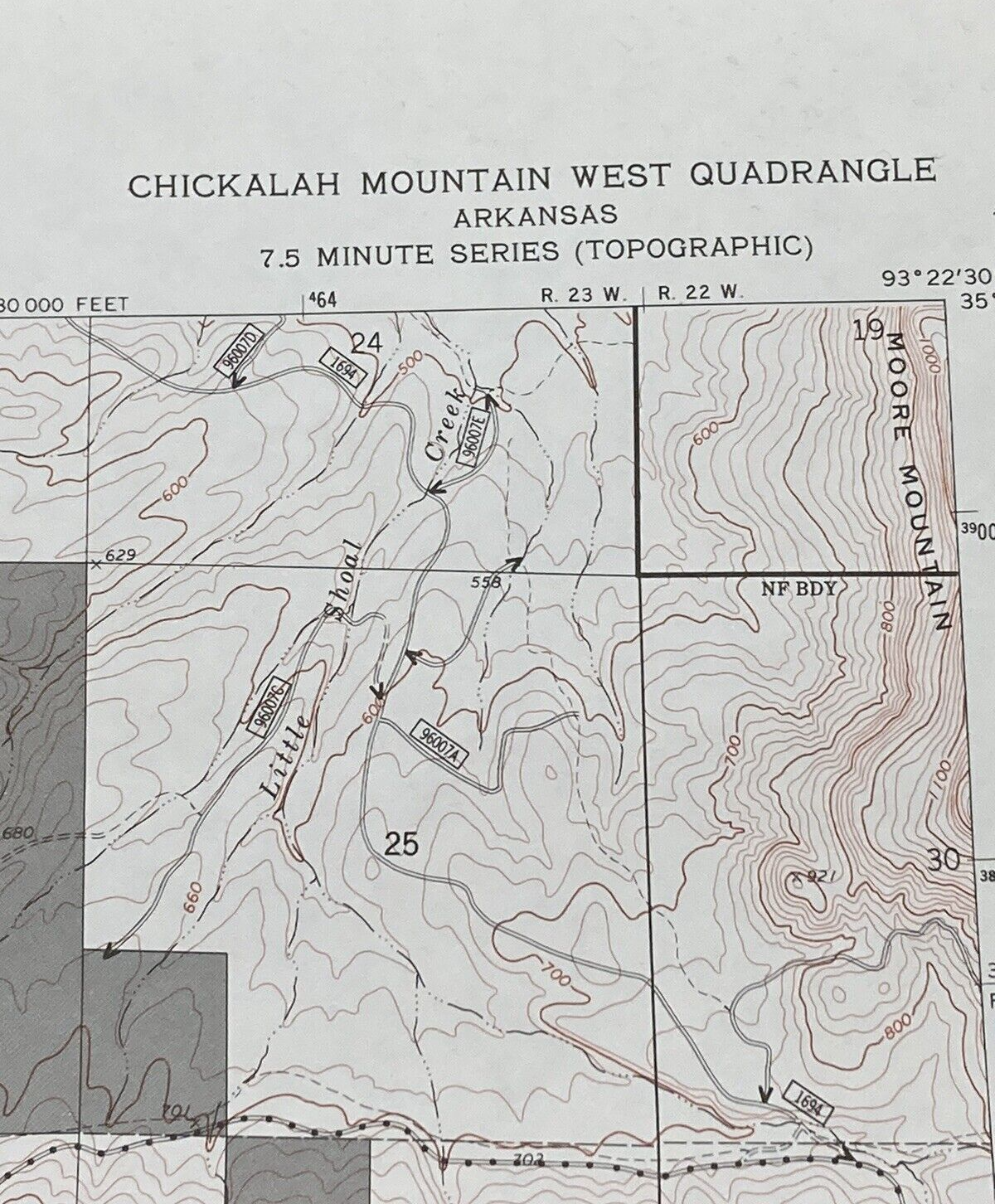 CHICKALAH MOUNTAIN WEST ARKANSAS MAP DMA 7354 III NW-SERIES V884