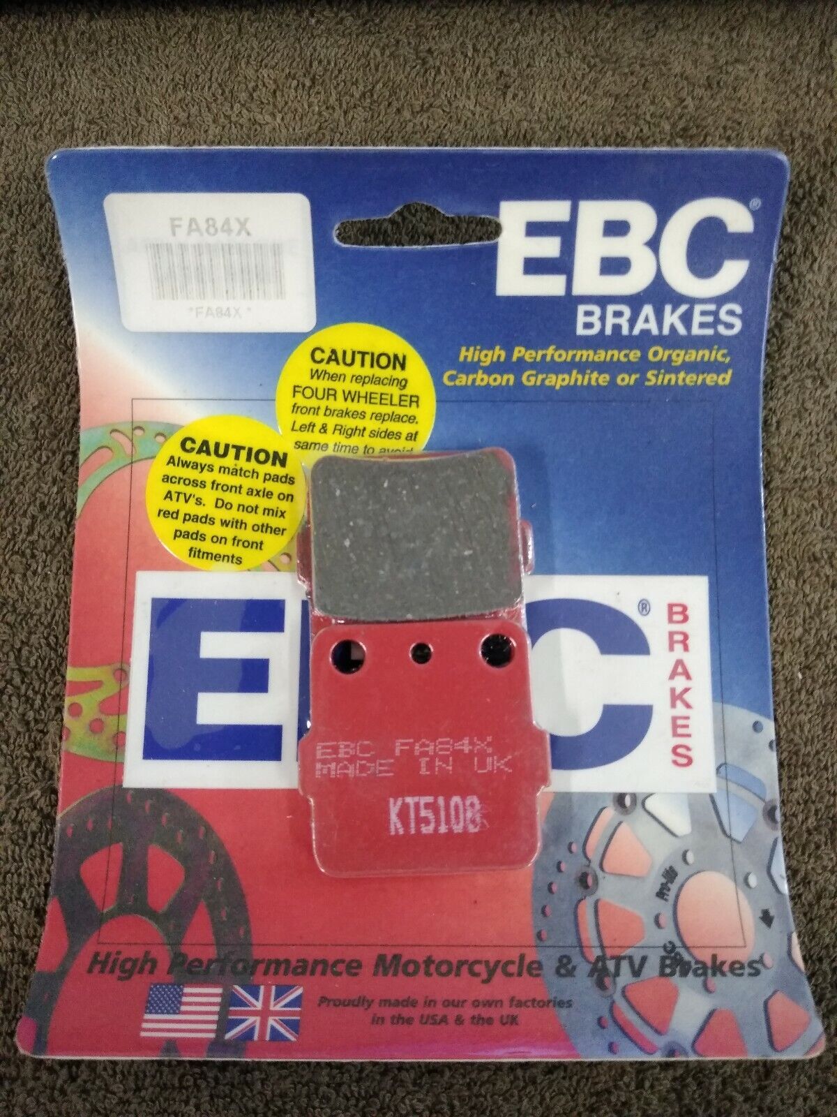 NEW EBC Brakes for Motorcycle / ATV / High Performance / Organic / FA84X