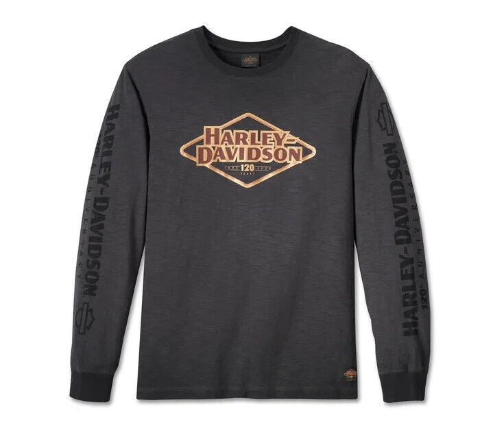 NEW GENUINE HARLEY DAVIDSON 96548-23VM MEN'S 2XL 120TH TEE KNIT DARK GREY