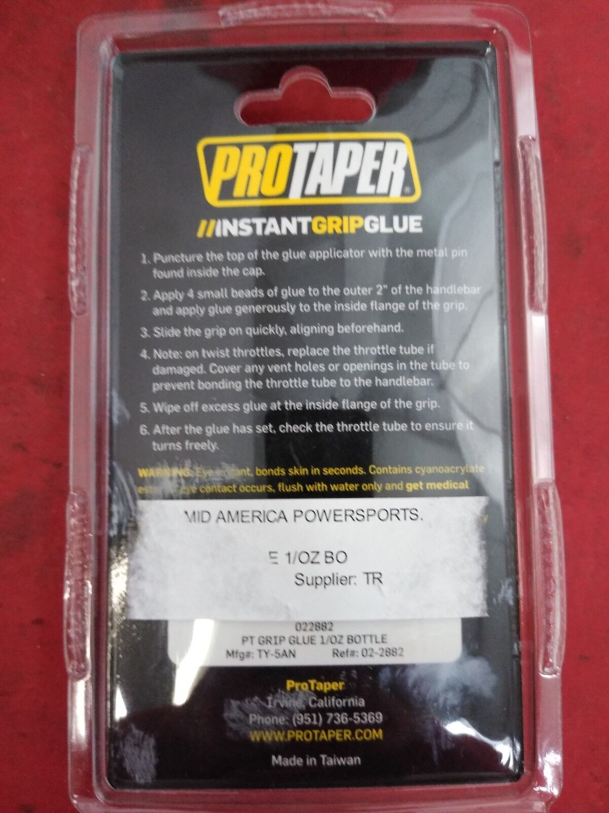 NEW PROTAPER Instant Handlebar Grip Glue 022882 1Oz. Bottle