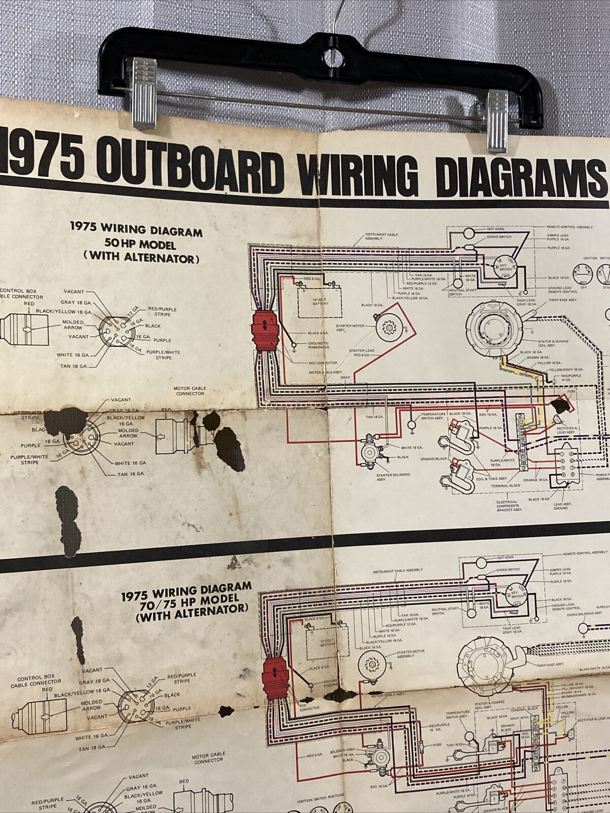 JOHNSON 1975 OUTBOARD WIRING DIAGRAM 50/70/75/85/115/135 HP MODELS WITH ALT