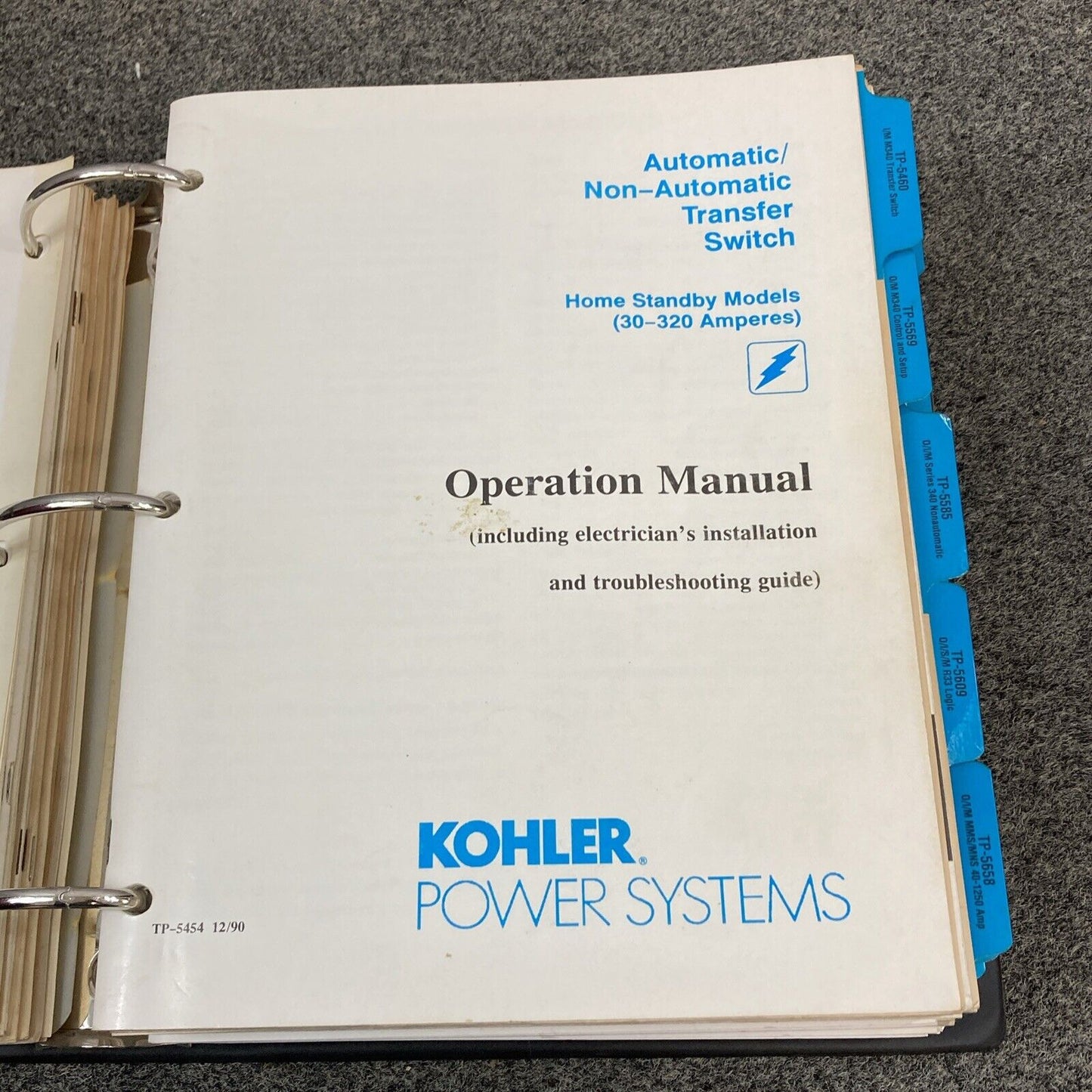 QTY 28 GENUINE KOHLER OPER/INSTALL/SERVICE MANUALS FOR TRANSFER SWITCHES