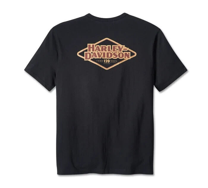 NEW HARLEY DAVIDSON 96566-23VM Men's 120th Black Knit Pocket Tee 5XL