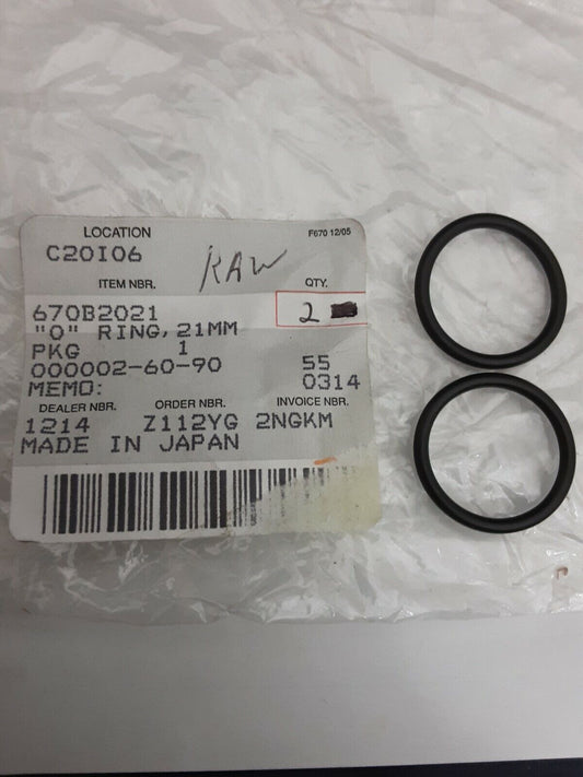 NEW GENUINE KAWASAKI 670B2021 (QTY 2) O RING, 21MM GPz ZX550 KL250 KLT110 KLT200
