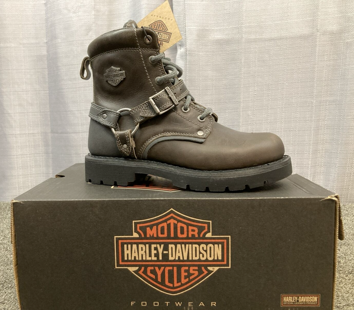 NEW GENUINE HARLEY DAVIDSON D87246 SIZE 7.5 WOMEN'S BECKY FLASH 6" GREY BOOTS