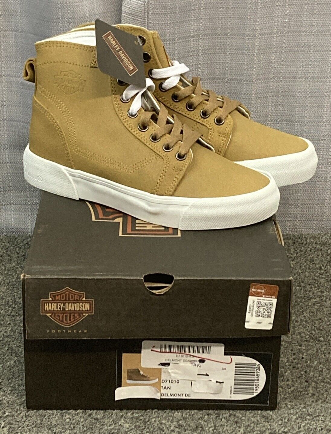 NEW GENUINE HARLEY DAVIDSON D71010 SIZE 7 Delmont DE TAN Sneakers