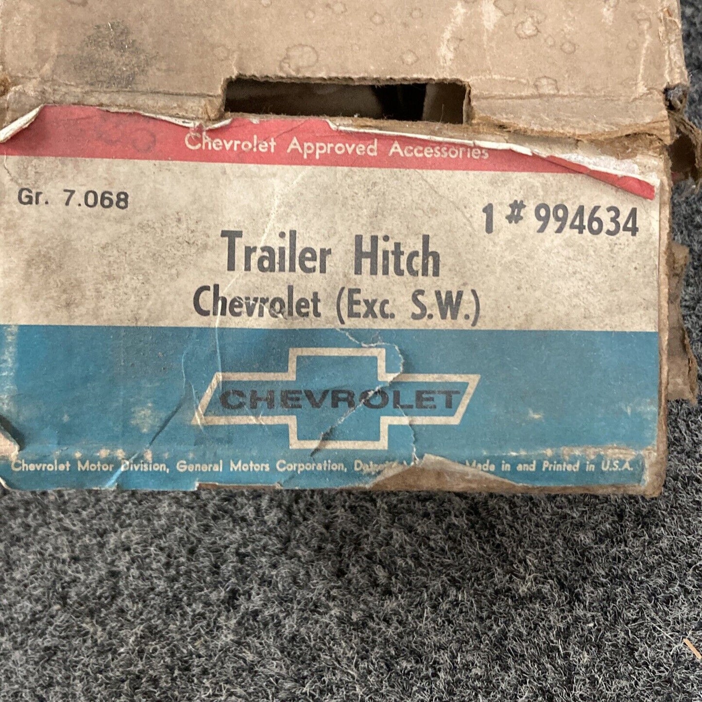 NEW GENUINE GM 994634 TRAILER HITCH WITH BALL GR 7.068