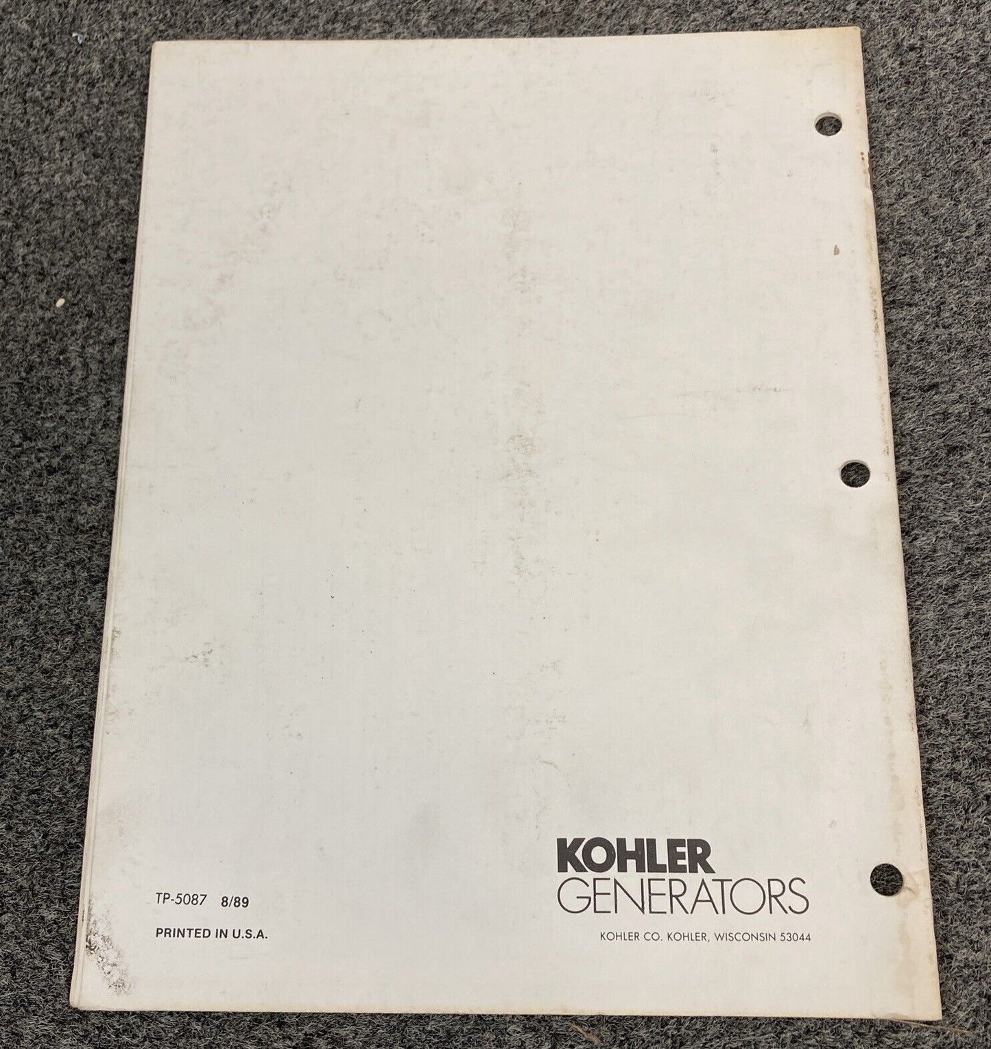 GENUINE KOHLER GENERATORS TP-5087 TP-5257 TRANSFER SWITCHES MANUALS