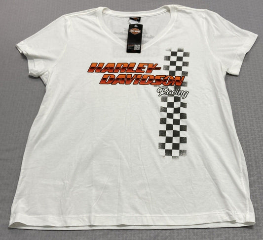 NEW GENUINE HARLEY DAVIDSON R004098 WOMEN'S XL SWIFT LDS V NECK WHITE TEE