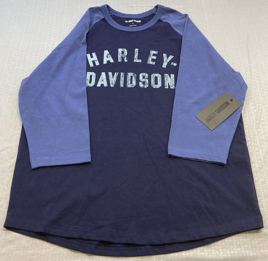 NEW GENUINE HARLEY DAVIDSON 96078-23VM MEN'S XLARGE TEE KNIT BLUE COLORBLOCK