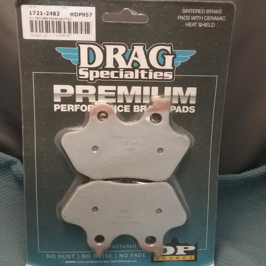 NEW DRAG SPECIALTIES 1721-2482 BRAKE PADS, SINTERED HARLEY/BUELL HDP957