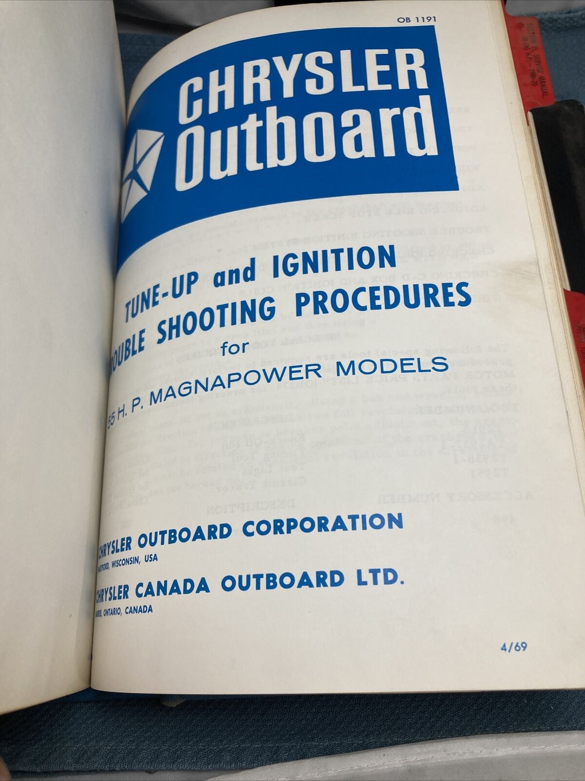 CHRYSLER OUTBOARD MOTORS OB151A-OB1722 SERVICE MANUALS/PARTS CATALOGS