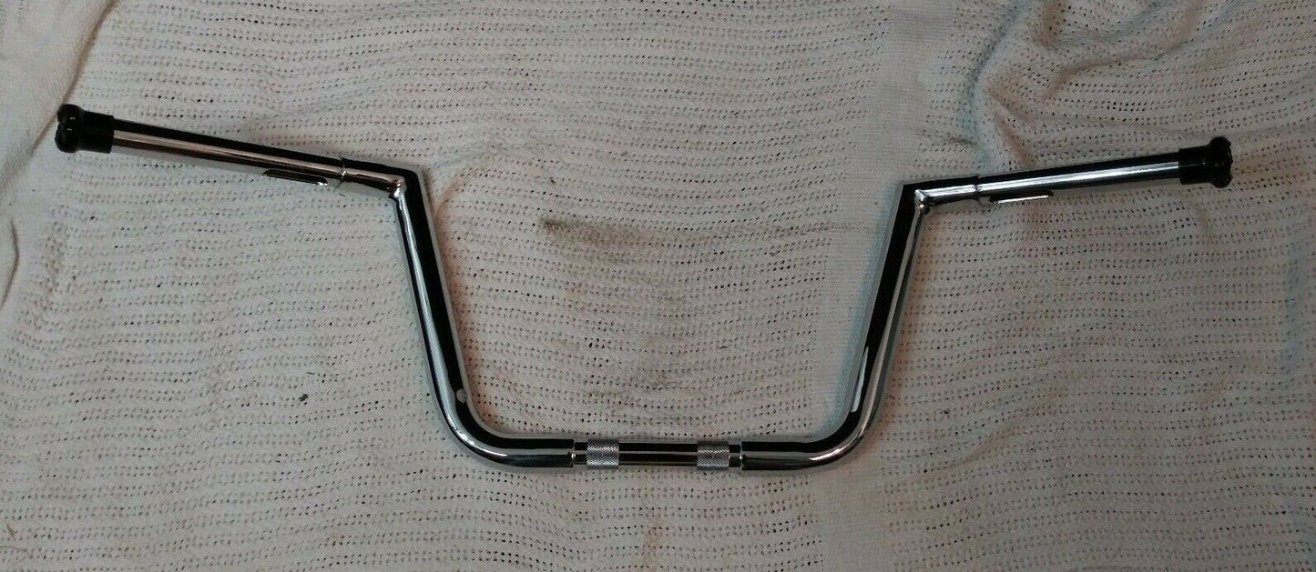 10" Chrome Z Bar Motorcycle Handlebars / Ready for Wiring in Handles