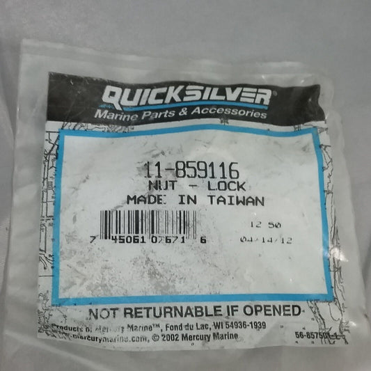 QTY2 NEW QUICKSILVER 11-859116 LOCK NUT Mercruiser  ALPHA ONE, VAZER, BROVO