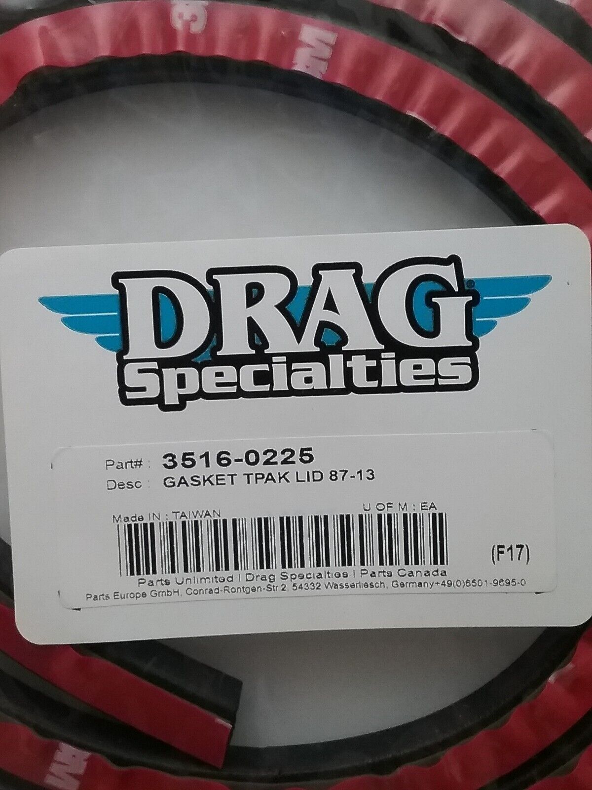 DRAG SPECIALTIES 3516-0225 GASKET FOR TOURPAK LID 2006-2013 H-D SEE DESCRIPTION