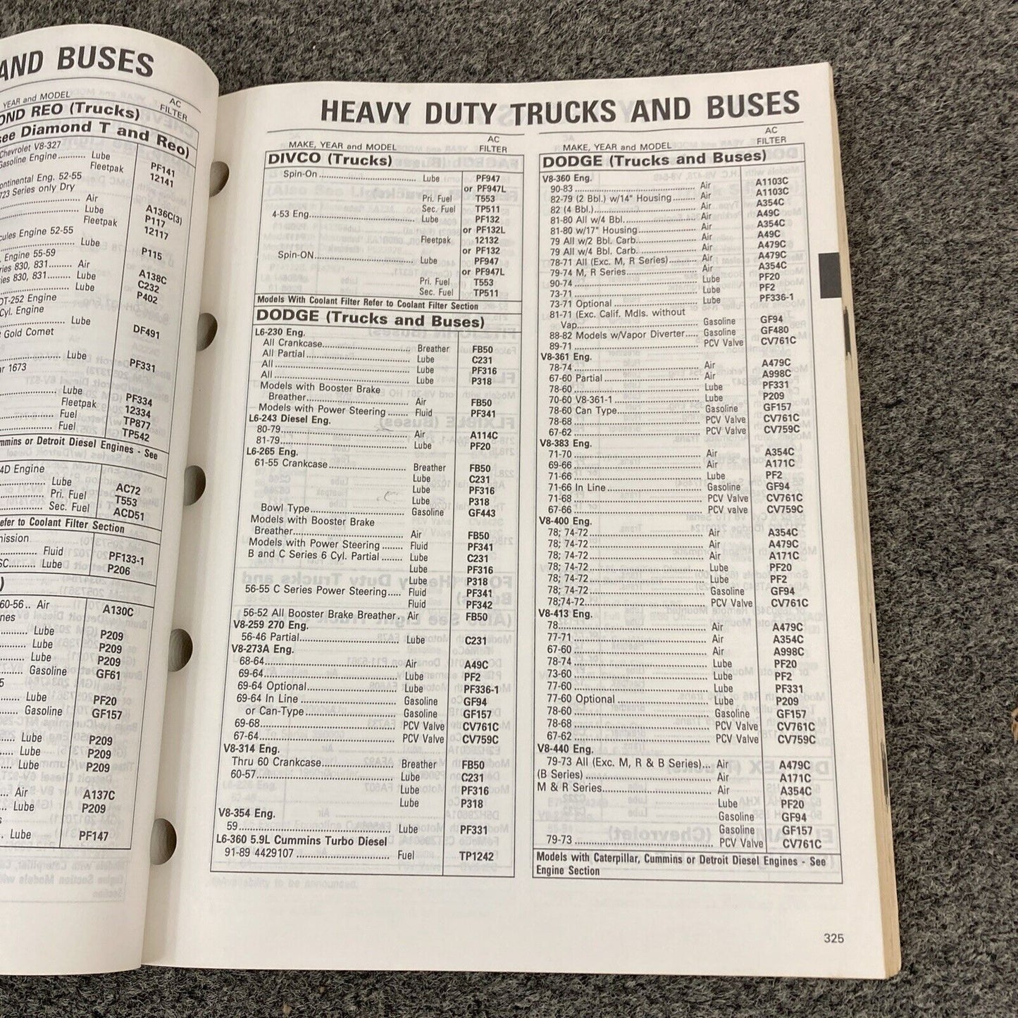 AC-DELCO 1992 & 1993 FILTERS/PCV VALVES PARTS CATALOGS