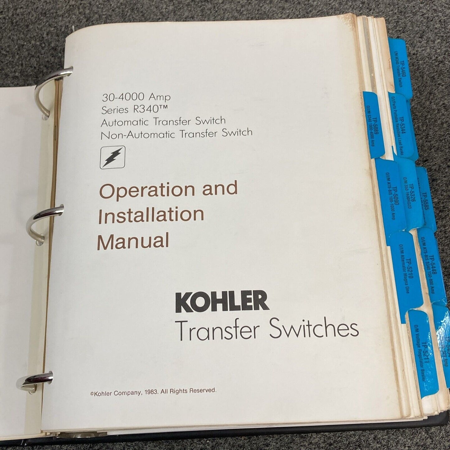 QTY 28 GENUINE KOHLER OPER/INSTALL/SERVICE MANUALS FOR TRANSFER SWITCHES