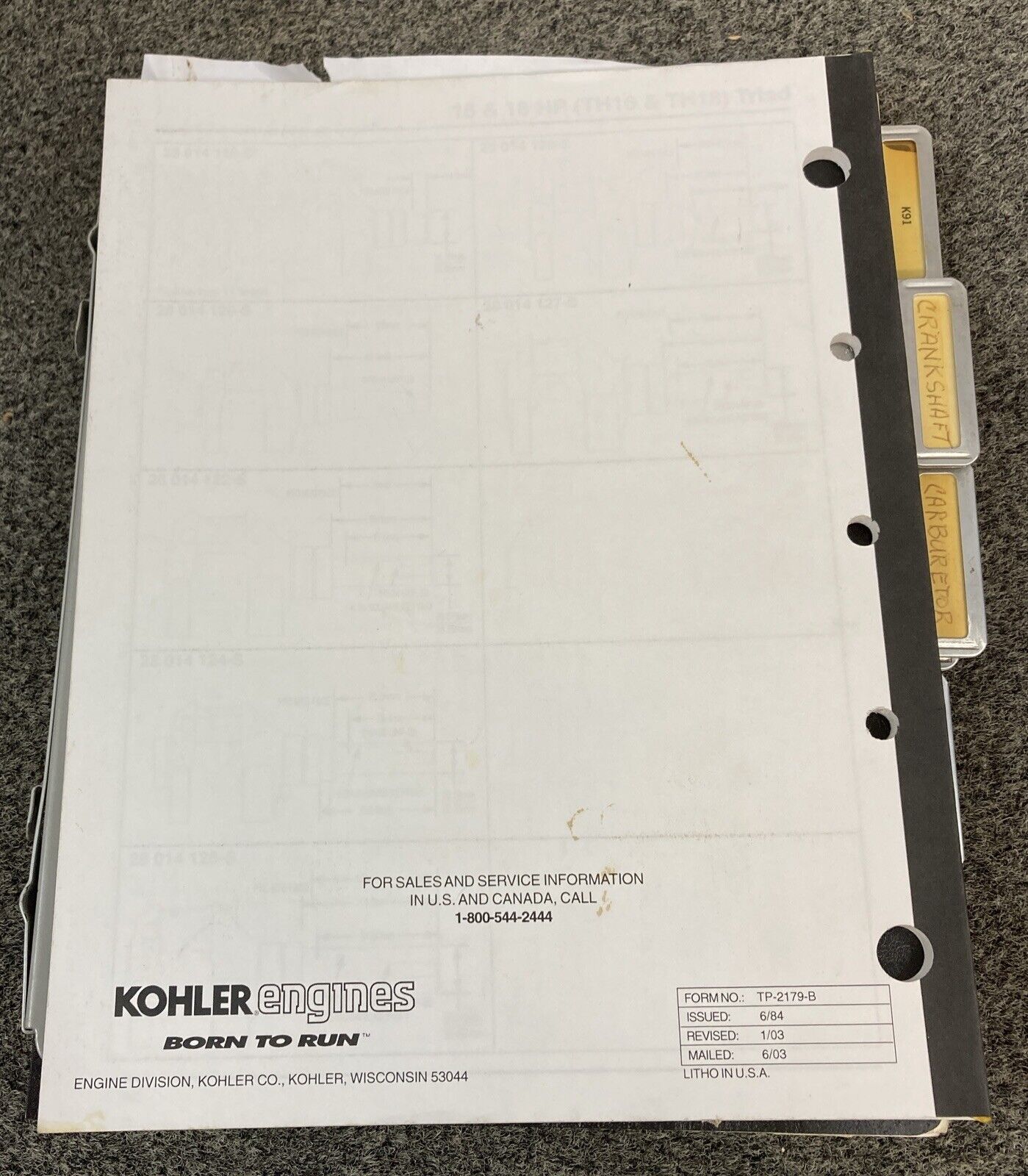 GENUINE KOHLER ENGINES REFERENCE & PARTS MANUALS