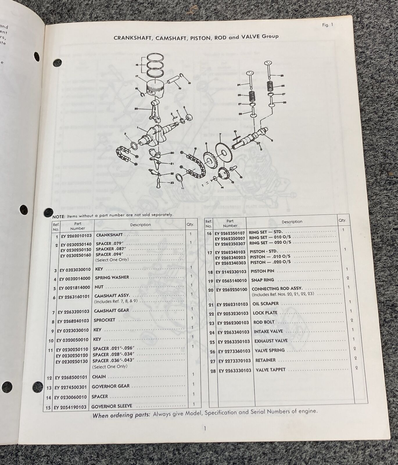 TELEDYNE TOTAL POWER WISCONSIN ROBIN W1-145-B PARTS CATALOG