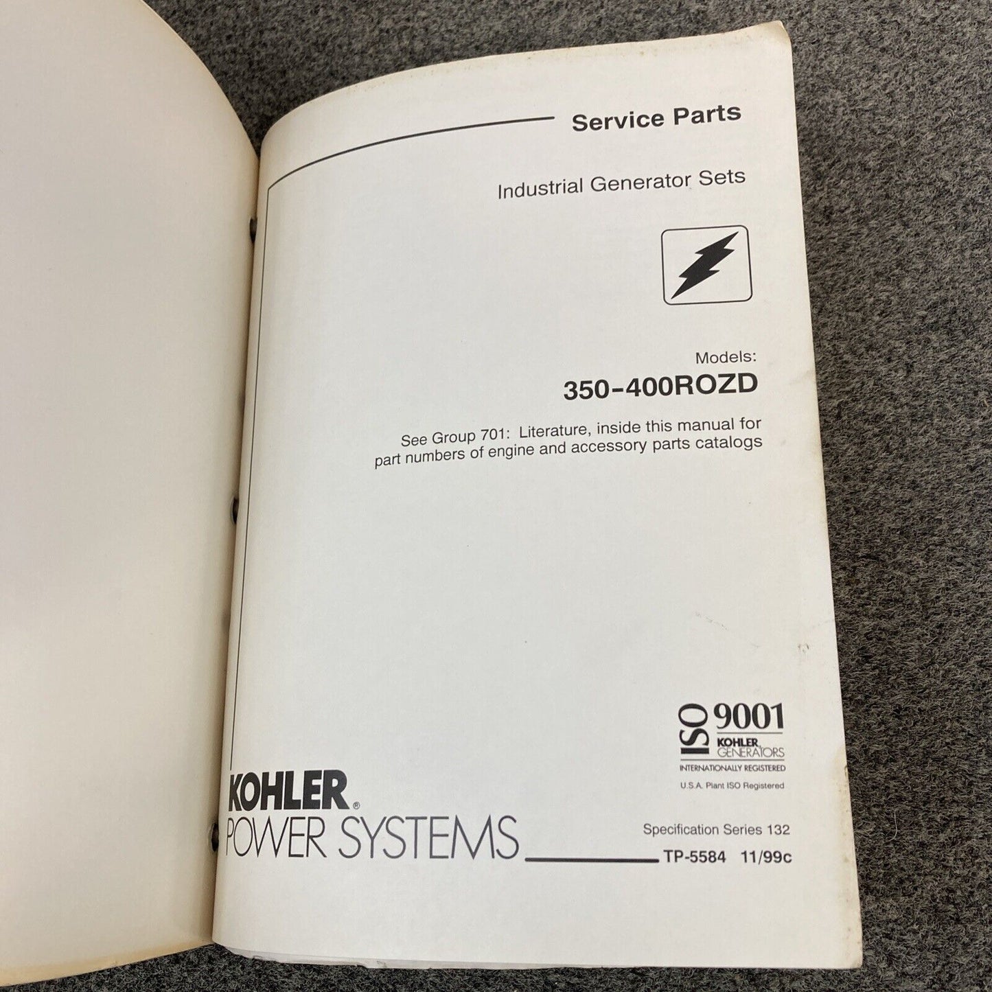 GENUINE KOHLER SERVICE PARTS/PARTS CATALOGS