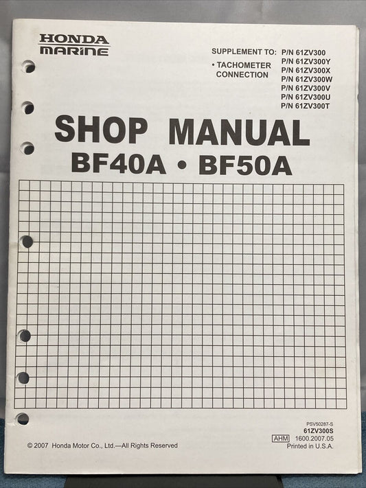 HONDA MARINE BF40A- BF50A SHOP MANUAL SUPPLEMENT 61ZV300S