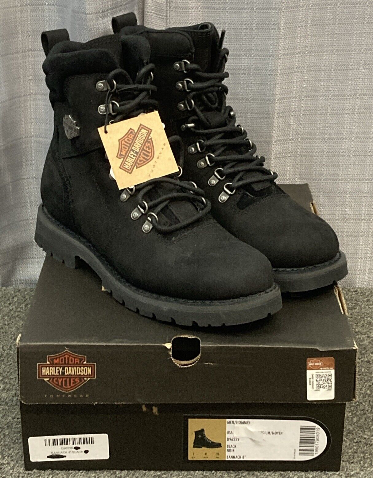 NEW GENUINE HARLEY DAVIDSON D96239 SIZE 9 BLACK BANNACK 8" Leather Riding Boot