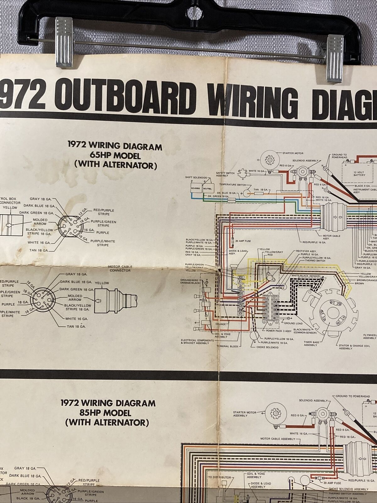 JOHNSON 1972 OUTBOARD WIRING DIAGRAM 65/85/100/125 HP MODELS WITH ALTERNATOR