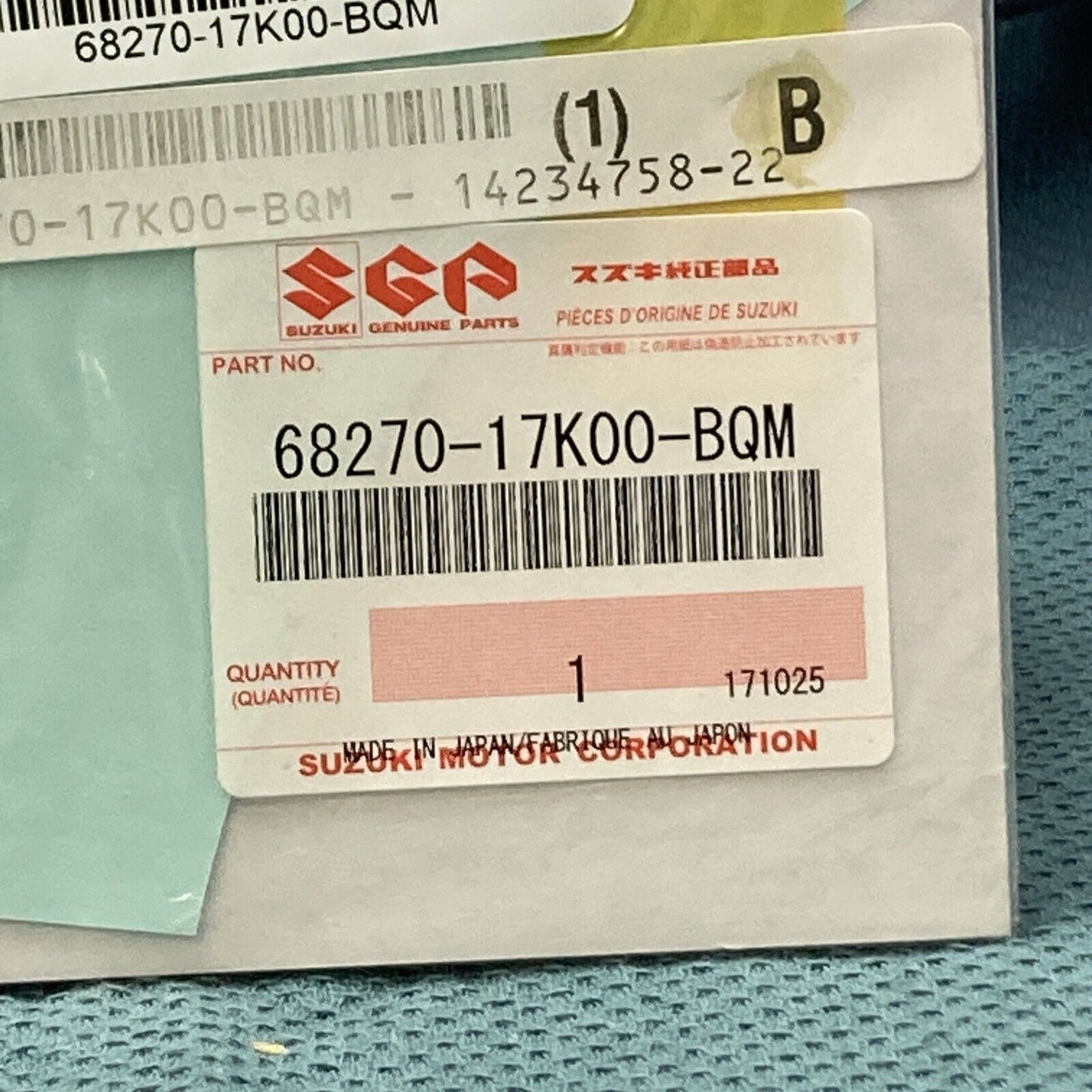 NEW GENUINE SUZUKI 68270-17K00-BQM TAPE, SET COWLING BODY DECAL
