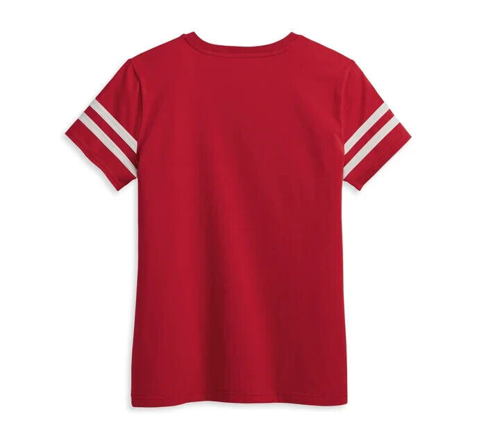 NEW HARLEY DAVIDSON 96435-23VW Women's Forever Sleeve Striped Red Knit Tee XS