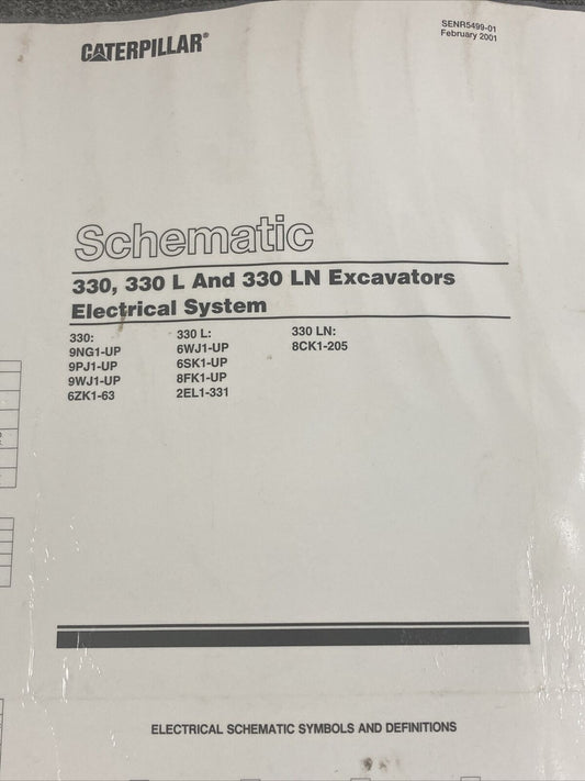 NEW CATERPILLAR SENR5499-01 SCHEMATIC 330/330L/330LN EXCAVATORS ELECTRIC SYSTEM