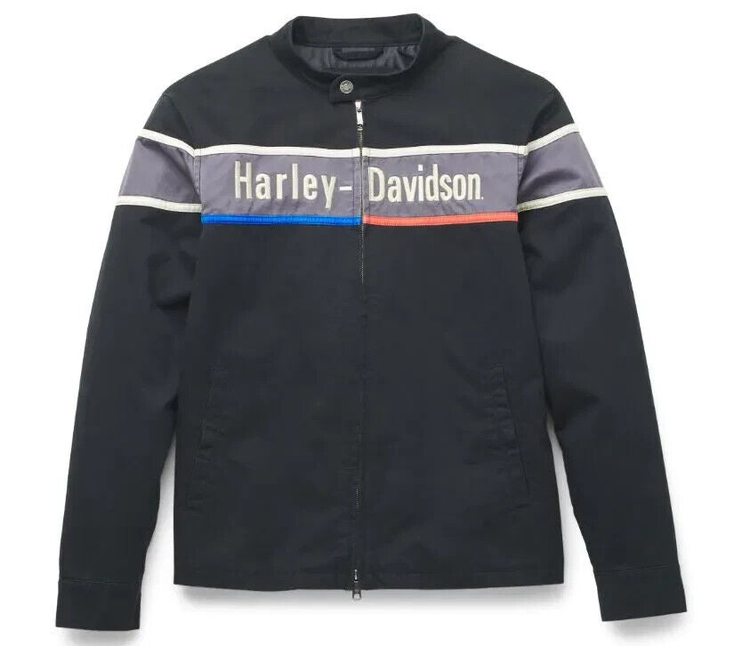 NEW GENUINE HARLEY DAVIDSON 97416-22VM Men's Bar Two-Way Zip Casual Jacket SMALL