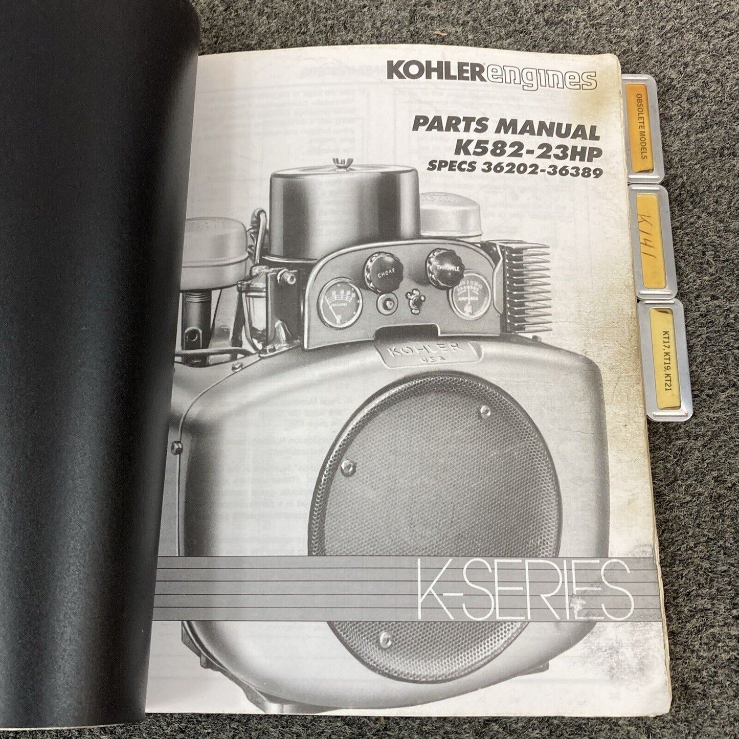 GENUINE KOHLER K-SERIES PARTS MANUALS