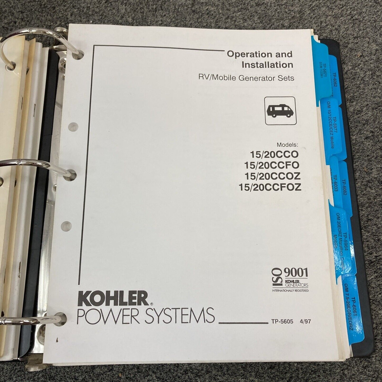 GENUINE KOHLER RV/MOBILE GENERATOR SETS INSTALLATION/OPERATION MANUALS