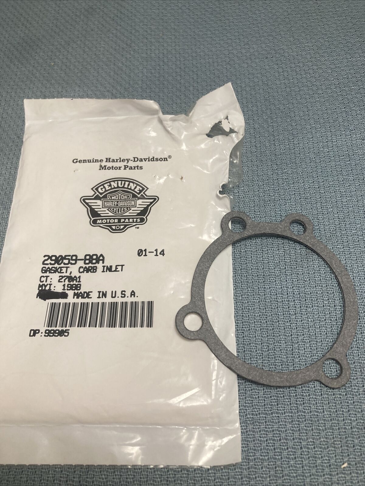 NEW GENUINE HARLEY DAVIDSON 29059-88A GASKET, CARB INLET