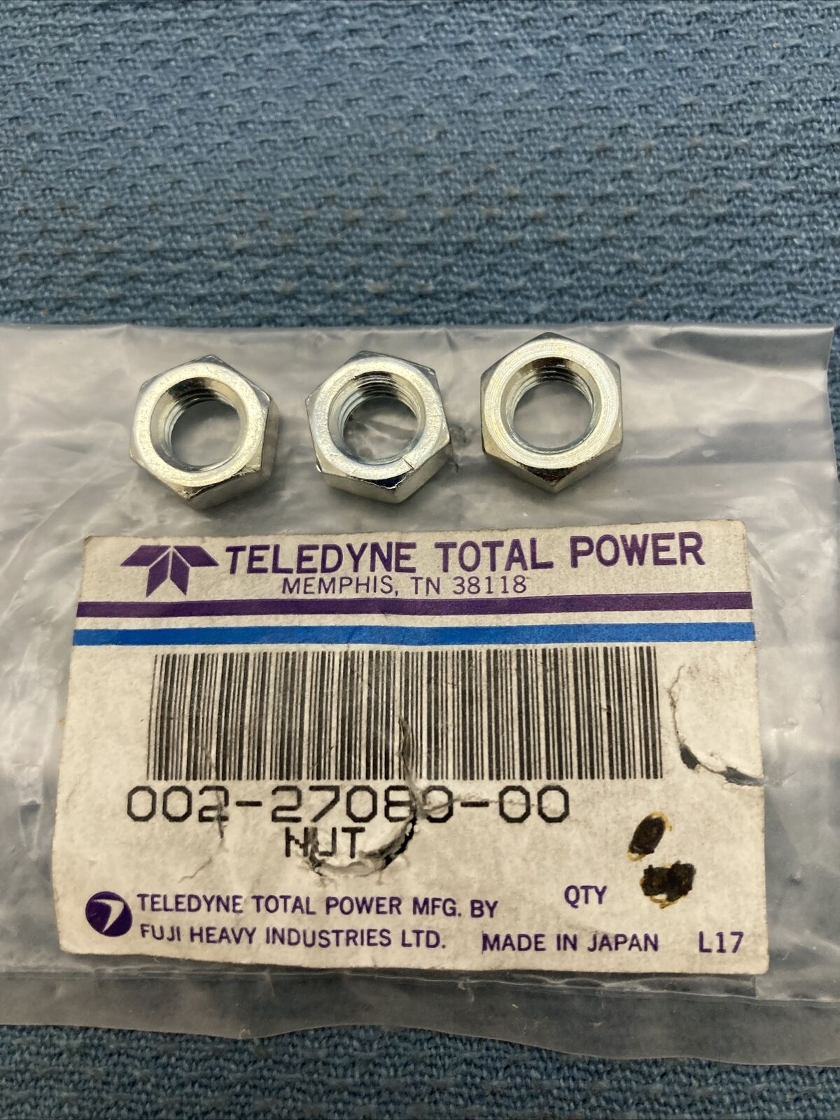 QTY 3 NEW GENUINE SUBARU ROBIN TELEDYNE TOTAL POWER 002-27080-00 NUT