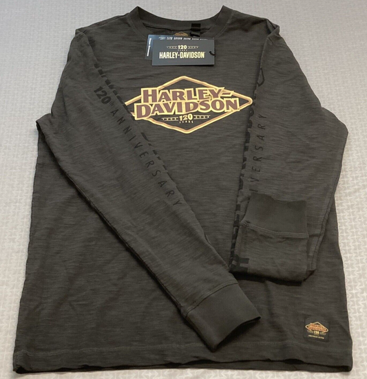 NEW GENUINE HARLEY DAVIDSON 96548-23VM MEN'S 2XL 120TH TEE KNIT DARK GREY