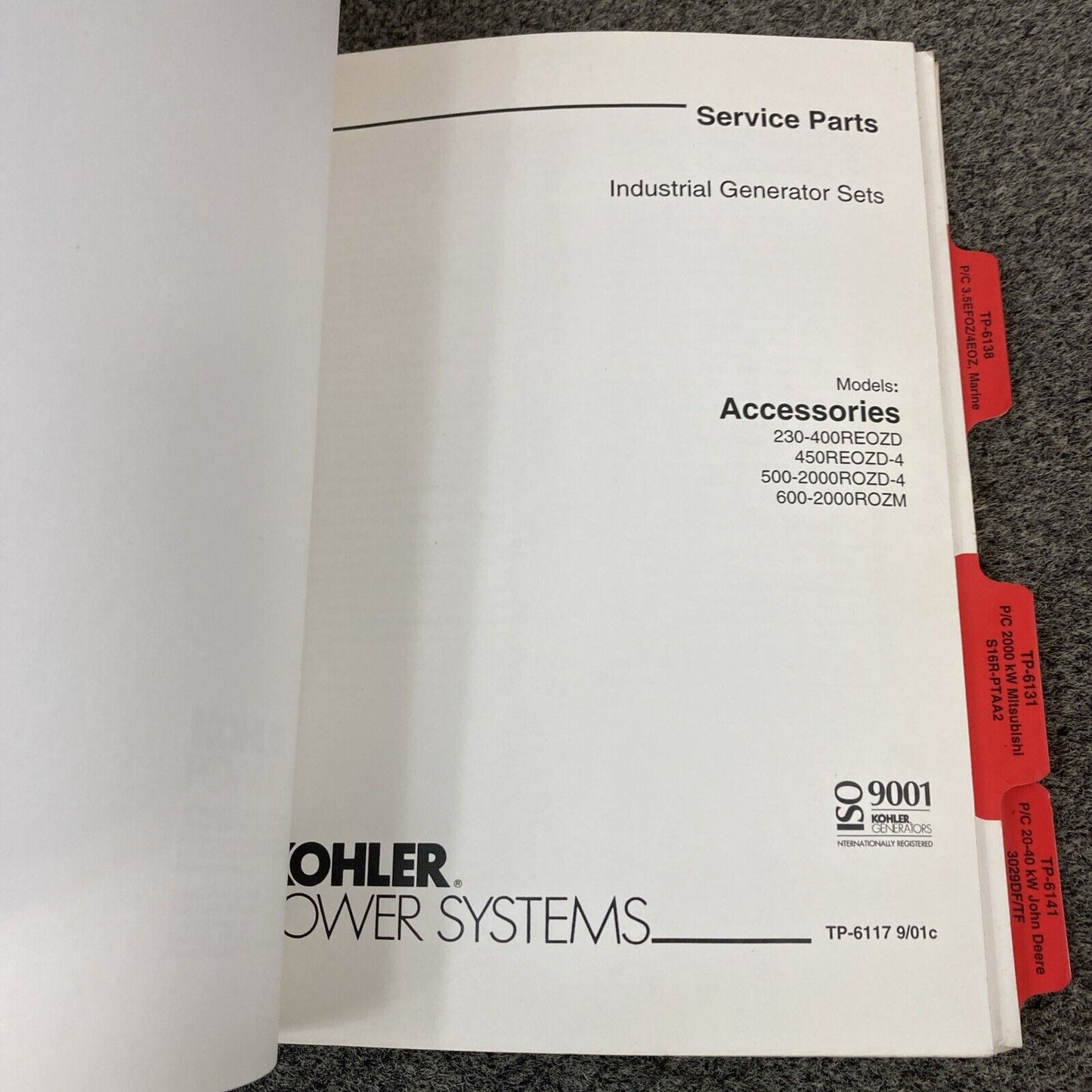 GENUINE KOHLER GENERATOR SETS SERVICE PARTS MANUALS