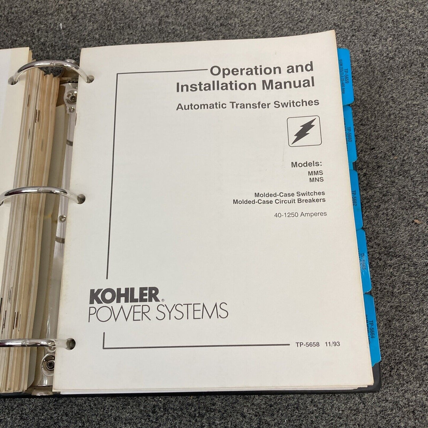 QTY 28 GENUINE KOHLER OPER/INSTALL/SERVICE MANUALS FOR TRANSFER SWITCHES