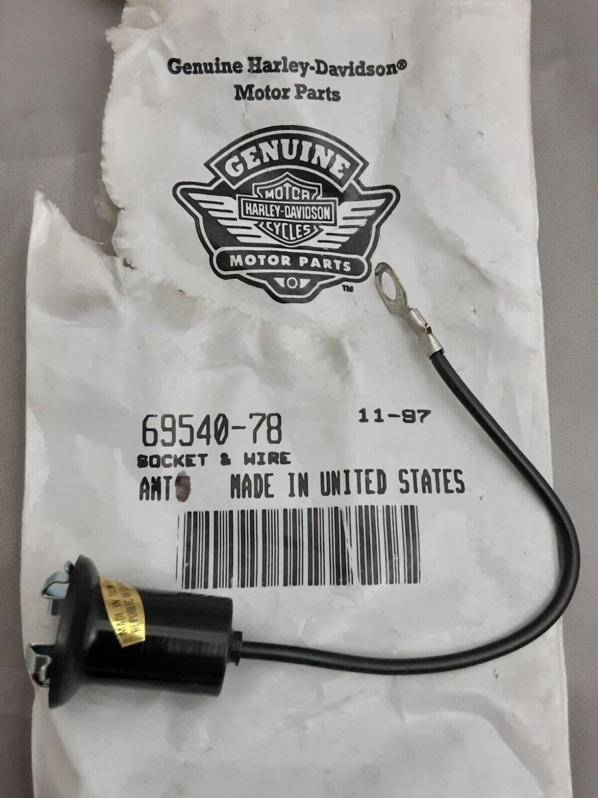 NEW GENUINE HARLEY DAVIDSON 69540-78 Gauge Illumination Socket With Wire