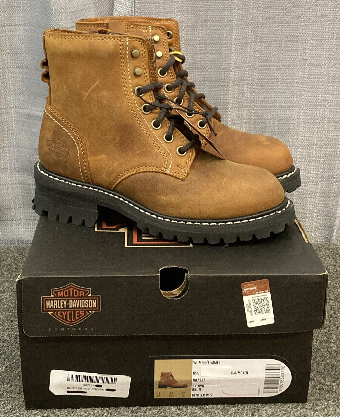 NEW HARLEY DAVIDSON D87237 SIZE 5 WOMEN'S BENTLER 5" BROWN MOTORCYCLE BOOTS