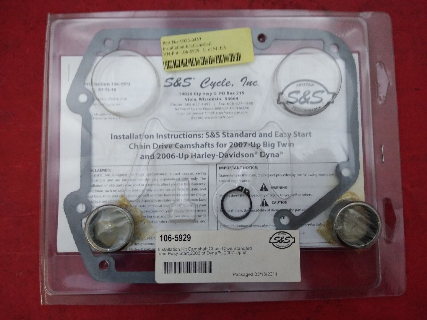 NEW S&S Cycle Standard Chain Drive Camshaft Kit 106-5929 / 0925-0457