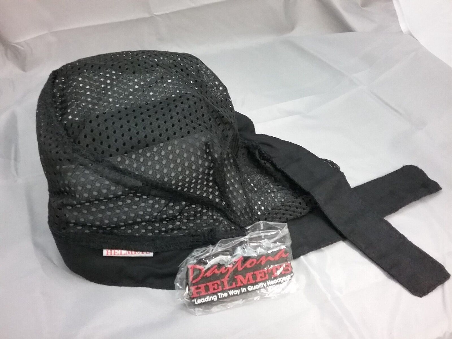 NEW DAYTONA Mesh Motorcycle Du-Rag Doo Rag Skull Cap black w/Daytona keychain