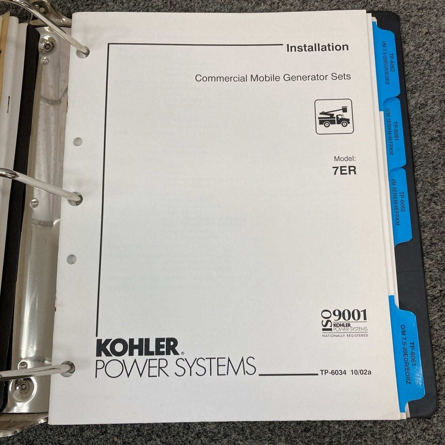 GENUINE KOHLER RV/MOBILE GENERATOR SETS INSTALLATION/OPERATION MANUALS