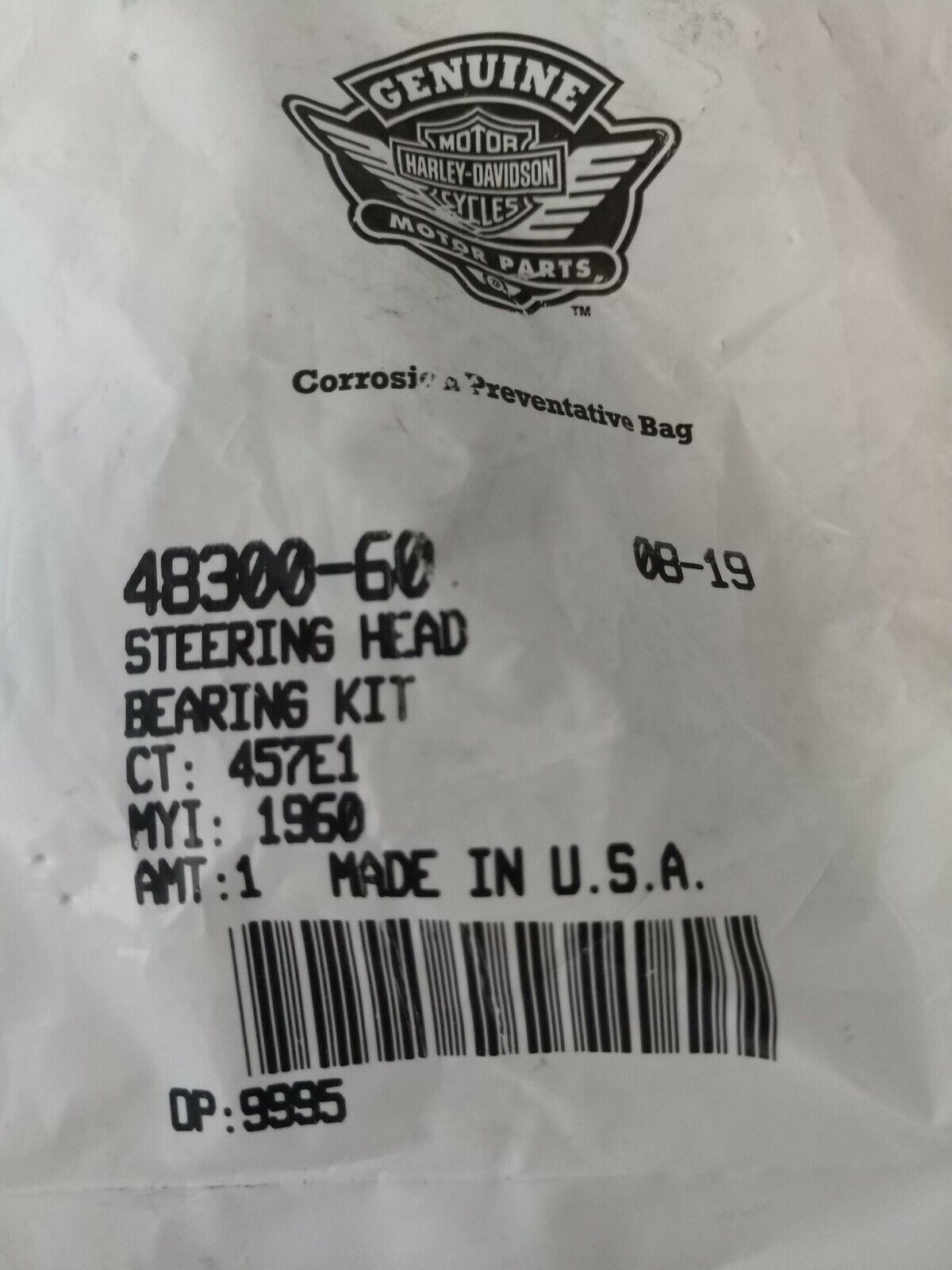 NEW Genuine Harley Davidson Steering Head Bearing Kit / 48300-60