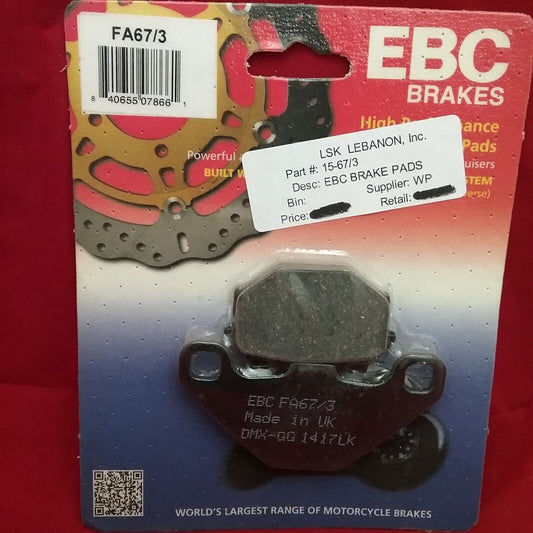 NEW EBC FA67/3 HIGH PROFORMANCE BRAKE PAD SET KAWASAKI NINJA 500R