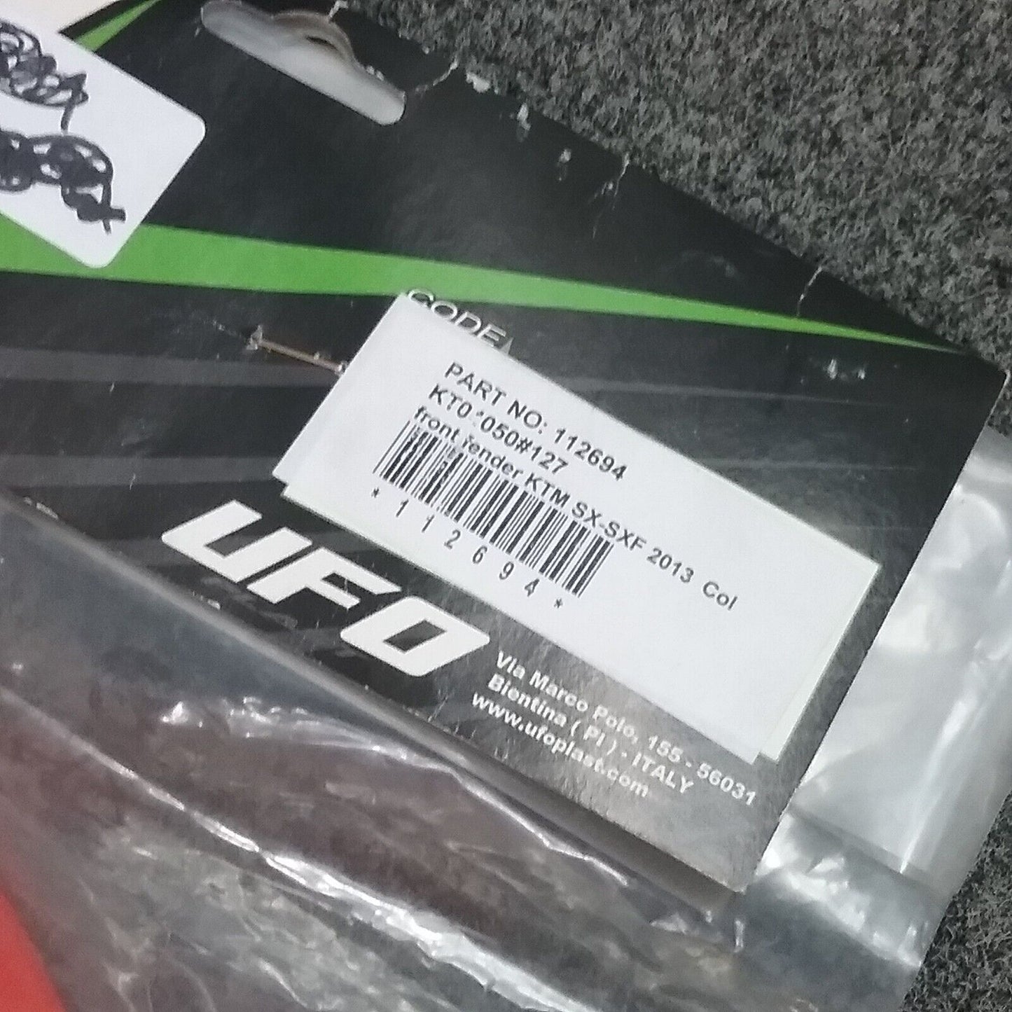 NEW UFO FRONT FENDER 112694 KTM SX-SXF 2013 COL